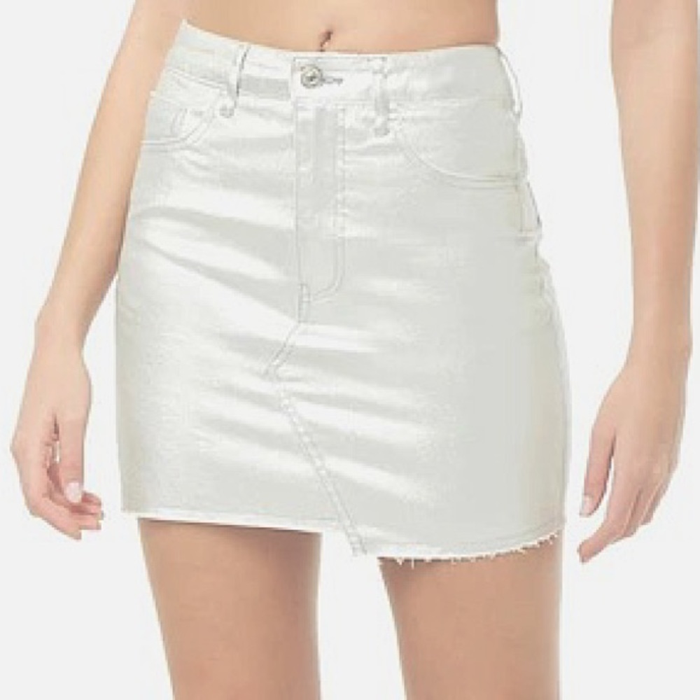 f21 metallic mini skirt